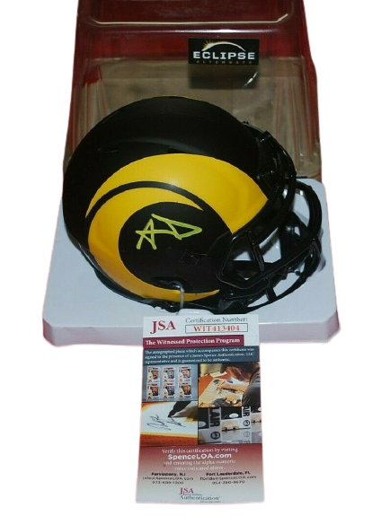 Aaron Donald Los Angeles Rams Signed Eclipse speed mini helmet witnessed 2 (JSA COA), , 