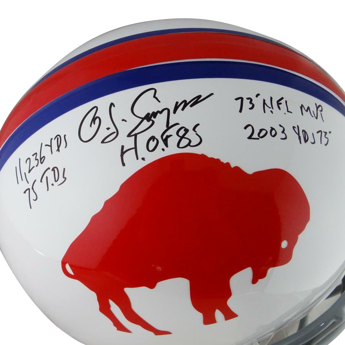 O.J. Simpson Buffalo Bills Signed F/S Authentic 65-73 TB Helmet W/ 5 Stats (JSA COA)