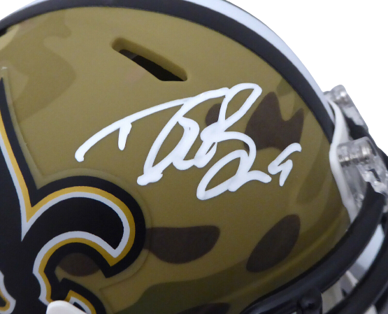 Drew Brees New Orleans Saints Signed Saints Camouflage Speed Mini Helmet 185740 (BAS COA)