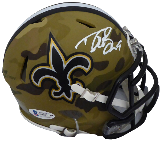 Drew Brees New Orleans Saints Signed Saints Camouflage Speed Mini Helmet 185740 (BAS COA)