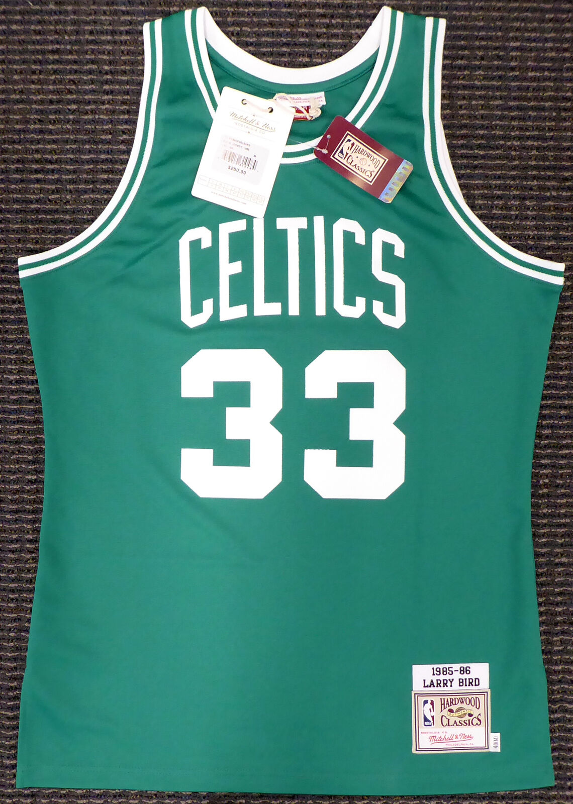 LARRY BIRD BOSTON CELTICS AUTOGRAPHED GREEN MITCHELL & NESS JERSEY M (BAS COA)
