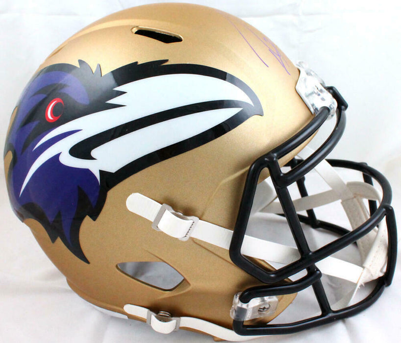 Ray Lewis Baltimore Ravens Signed F/S AMP Speed Helmet (BAS COA)