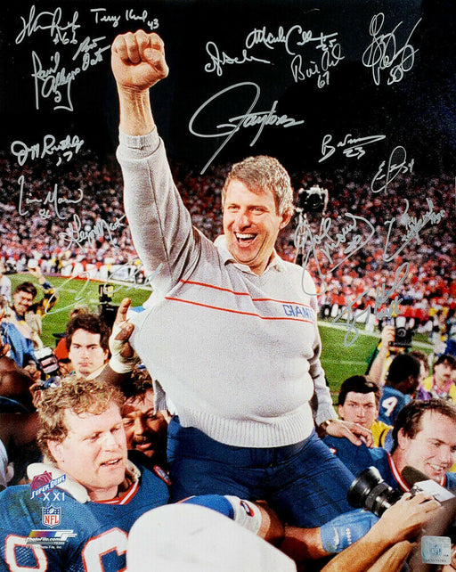 1986/1990 Super Bowl New York Giants Team Signed Carry Off 16x20 Photo with 18 Signatures (SCHWARTZ), , 