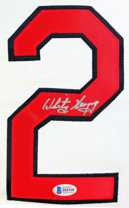 Whitey Herzog St. Louis Cardinals Signed St. Louis Cardinals White Majestic Jersey *2 (BAS COA)