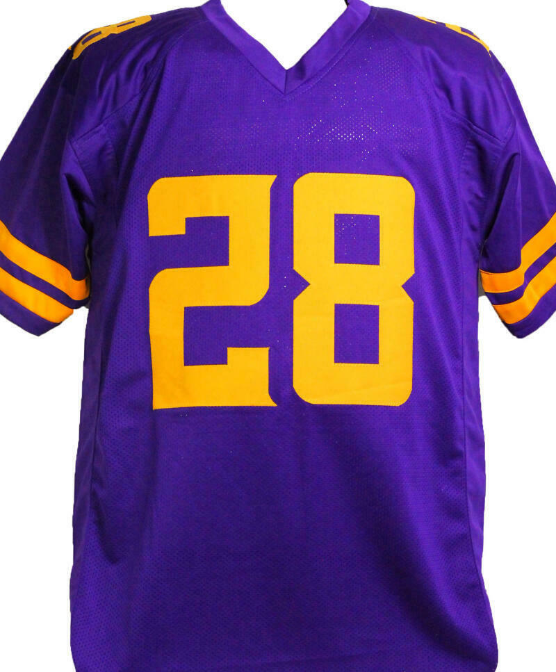 Adrian Peterson Minnesota Vikings Signed Purple Pro Style Jersey w/ Yellow Num- (BAS COA), ,