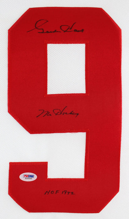 Gordie Howe Detroit Red Wings Signed "Mr. Hockey, HOF" White Adidas Jersey #S32430 (PSA/DNA COA)