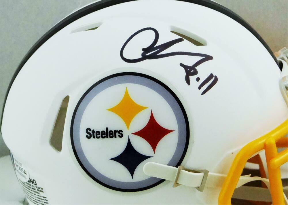 Chase Claypool Pittsburgh Steelers Signed Pittsburgh Steelers Flat White Mini Helmet (BAS COA)