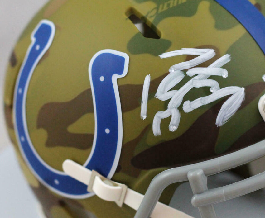 Peyton Manning Indianapolis Colts Signed Camo Speed Mini Helmet (FAN COA)