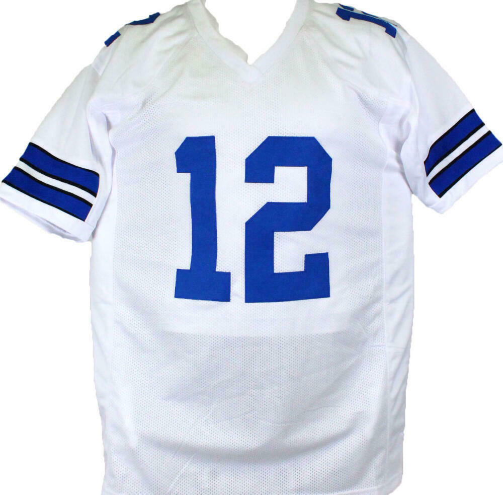 Roger Staubach Autographed Dallas Cowboys White Pro Style Jersey w/HOF- (BAS COA)