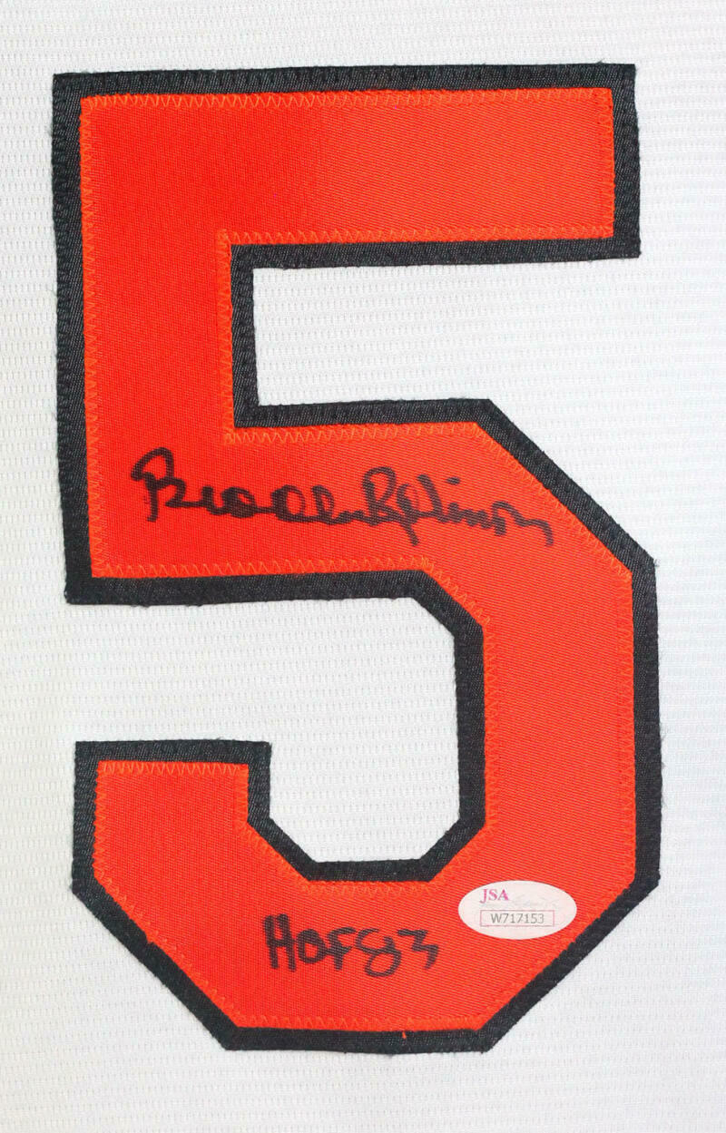 Brooks Robinson Baltimore Orioles Signed Orioles White Jersey with HOF 83 (JSA COA)