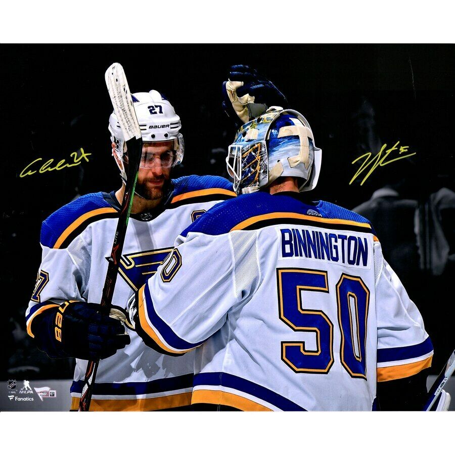 Jordan Binnington & Alex Pietrangelo St. Louis Blues Signed 16" x 20" Photo (FAN COA)