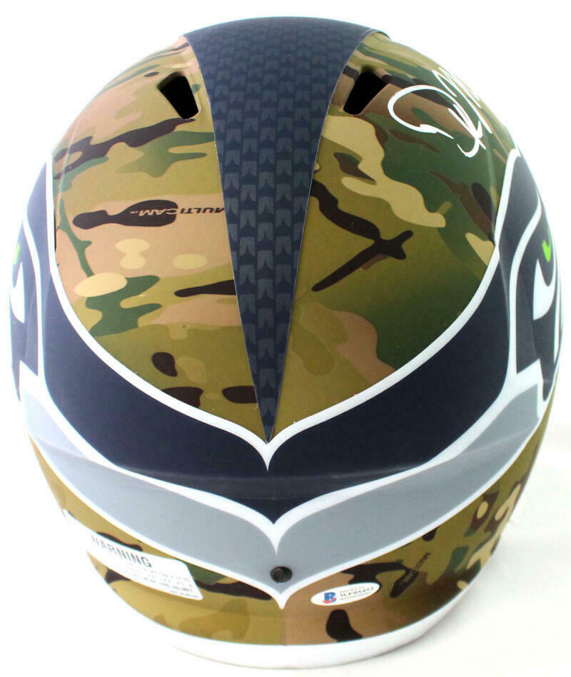 DK Metcalf Seattle Seahawks Signed F/S Camo Speed Helmet (BAS COA)