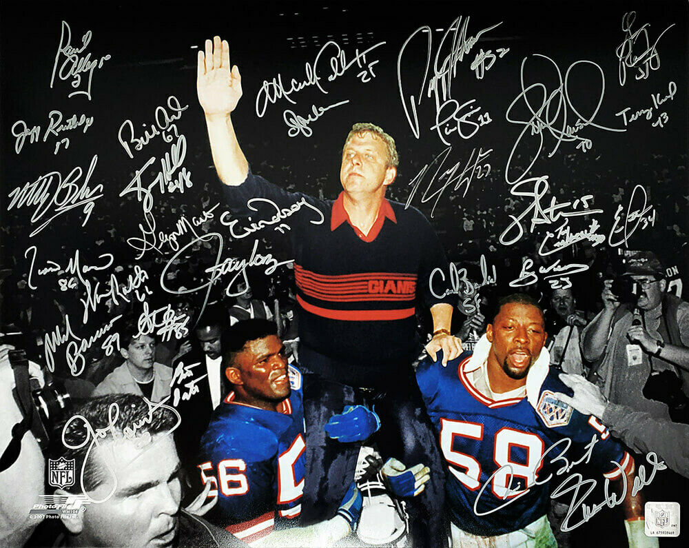 1986/1990 New York Giants Team Signed Carry Off Spotlight 16x20 Photo with 29 Signatures (SCHWARTZ), ,