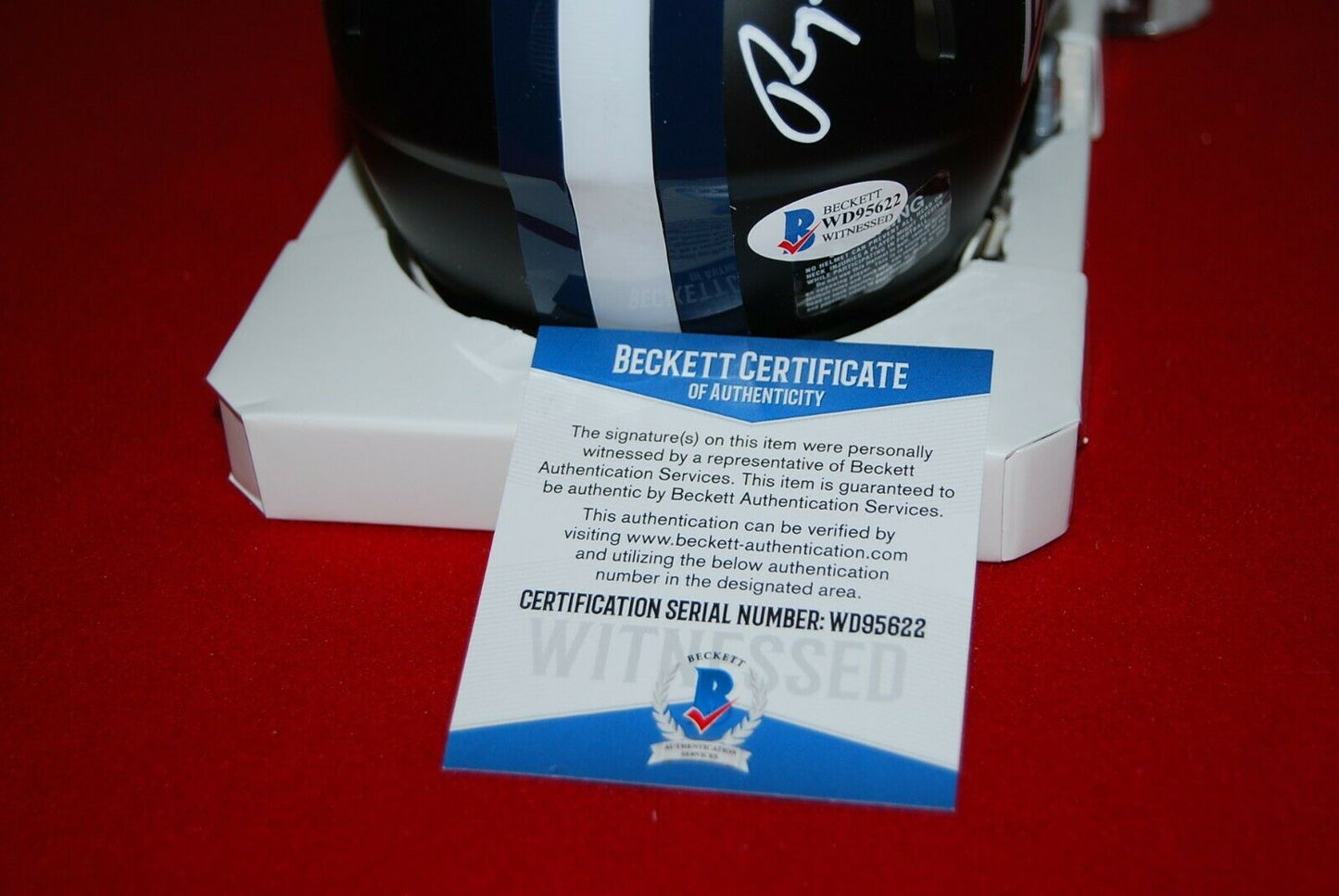 ROGER STAUBACH Dallas Cowboys signed Flat Black Mini Helmet (BAS COA)