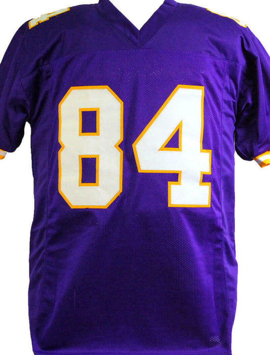 Randy Moss Minnesota Vikings Autographed Purple Pro Style STAT Jersey- (BAS COA)