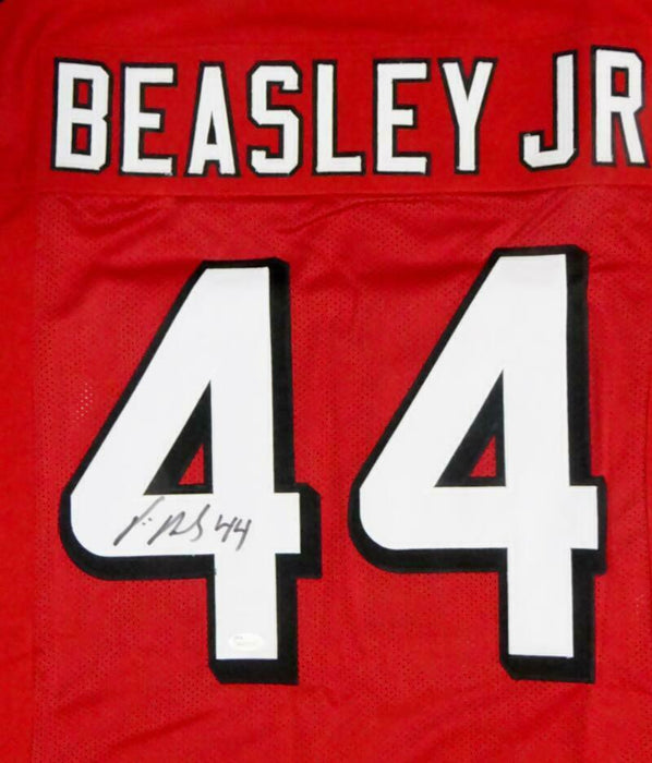 Vic Beasley Jr Autographed Red Pro Style Jersey (JSA COA)