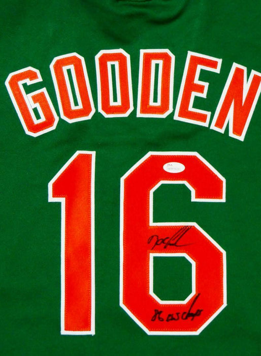 Doc Gooden New York Mets Signed New York Mets Green Majestic Jersey with 86 WS Champs (JSA COA)