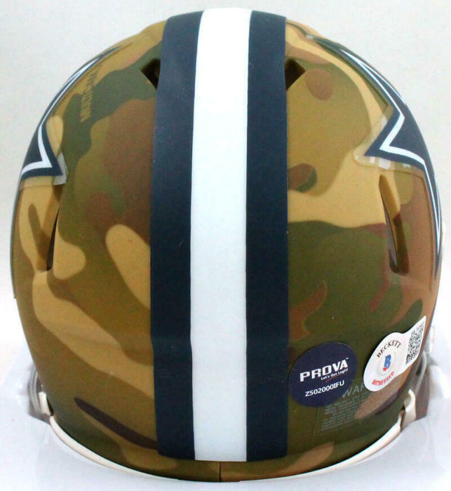 Emmitt Smith Autographed Dallas Cowboys Camo Speed Mini Helmet - BAS COA