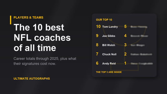 The 10 best NFL coaches of all time: numbers 10 to 6 are Tom Landry, Joe Gibbs, Bill Walsh, Chuck Noll and Andy Reid, with the top 5 hidden