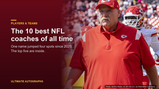 Andy Reid on the Kansas City Chiefs sideline beside the headline The 10 best NFL coaches of all time