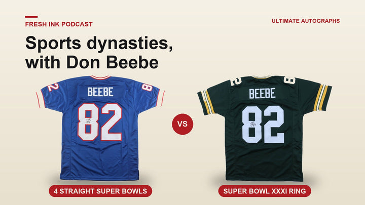 Don Beebe signed Buffalo Bills and Green Bay Packers number 82 jerseys