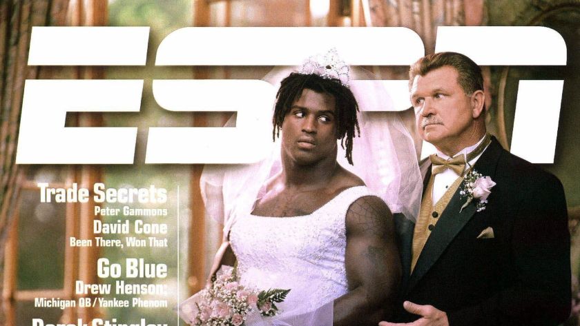 Ricky Williams and Saints Head Coach Mike Ditka on the Cover of ESPN The Magazine