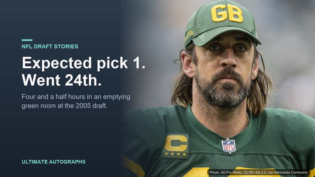 Aaron Rodgers in a Green Bay Packers cap and captain's jersey