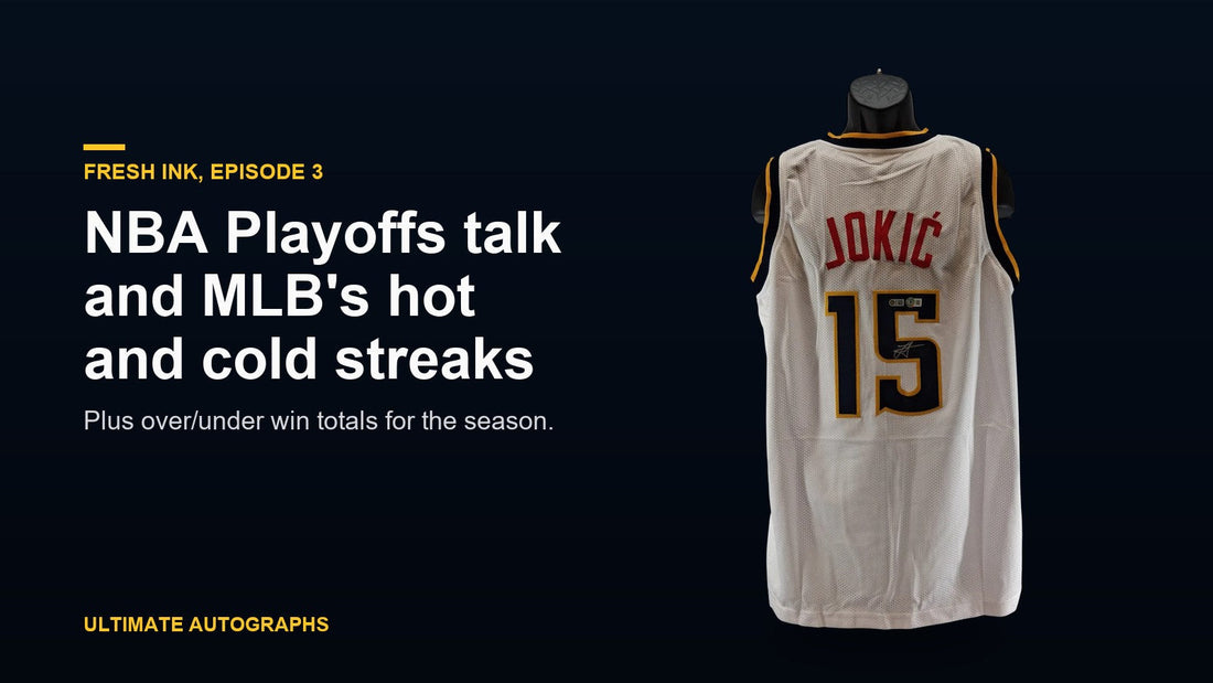 Signed Nikola Jokic Denver Nuggets jersey for Fresh Ink episode 3 on the NBA Playoffs and MLB streaks