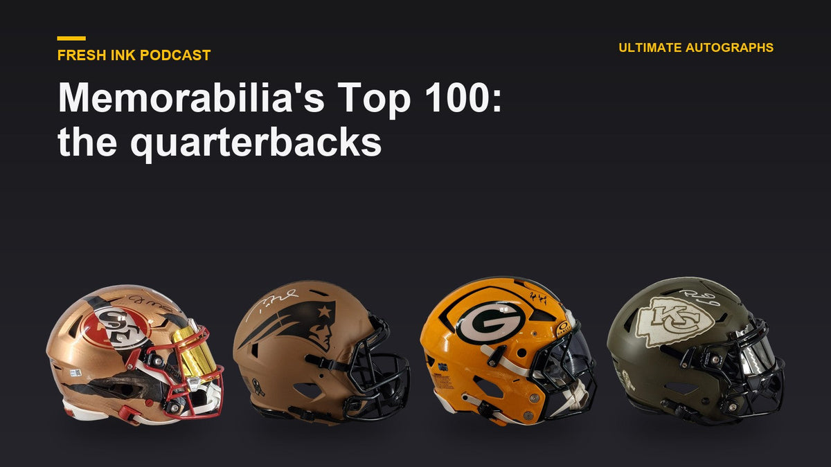 Signed quarterback helmets for the 49ers, Patriots, Packers and Chiefs