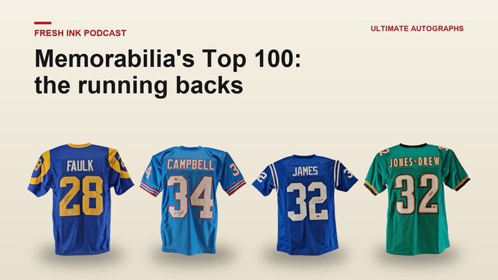 Signed running back jerseys from Faulk, Campbell, James and Jones-Drew