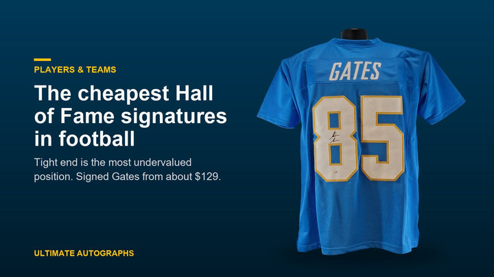 Signed Antonio Gates Chargers powder blue jersey