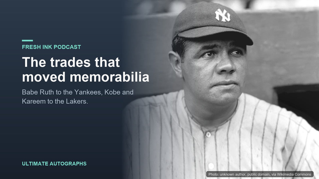 Babe Ruth in his New York Yankees cap and pinstripes