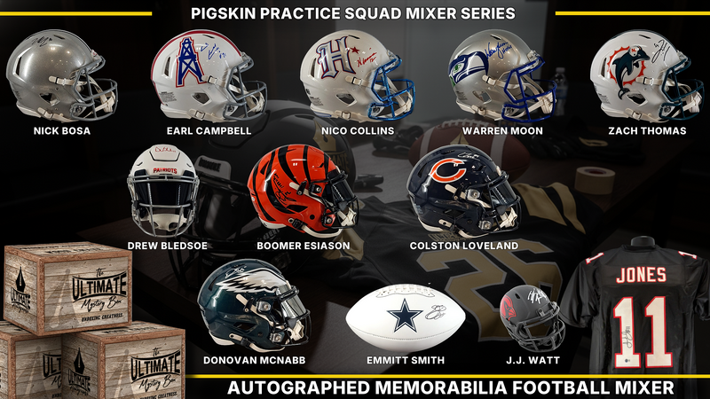 UA headliner graphic — Pigskin Practice Squad Mixer Live Break Series