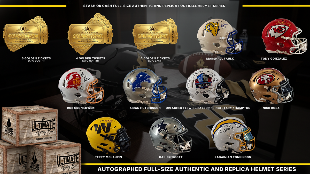 UA headliner graphic — Stash or Cash Full-Size Authentic and Replica Football Helmet Live Break Series 1
