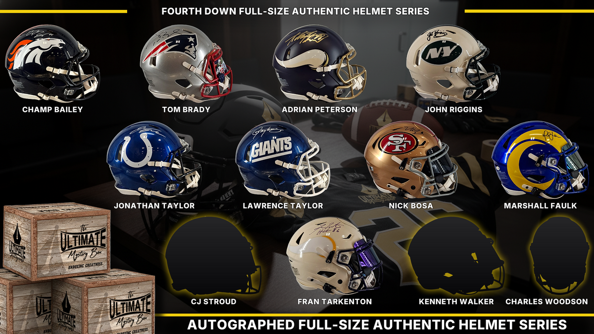 UA headliner graphic — Fourth Down Full-Size Authentic Helmet Live Break Series