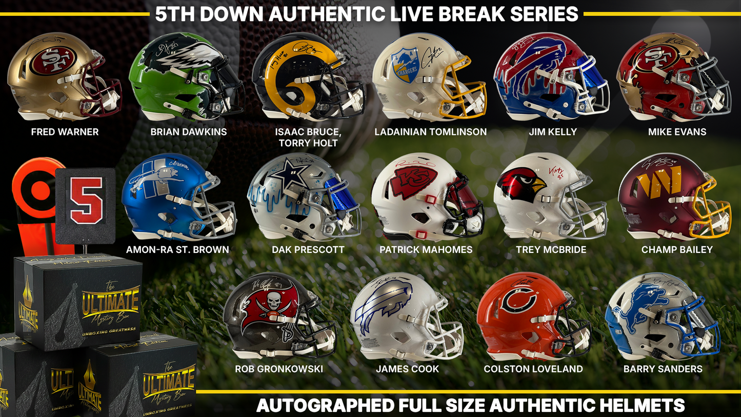 Fifth Down Autographed Authentic Helmet Live Break Series