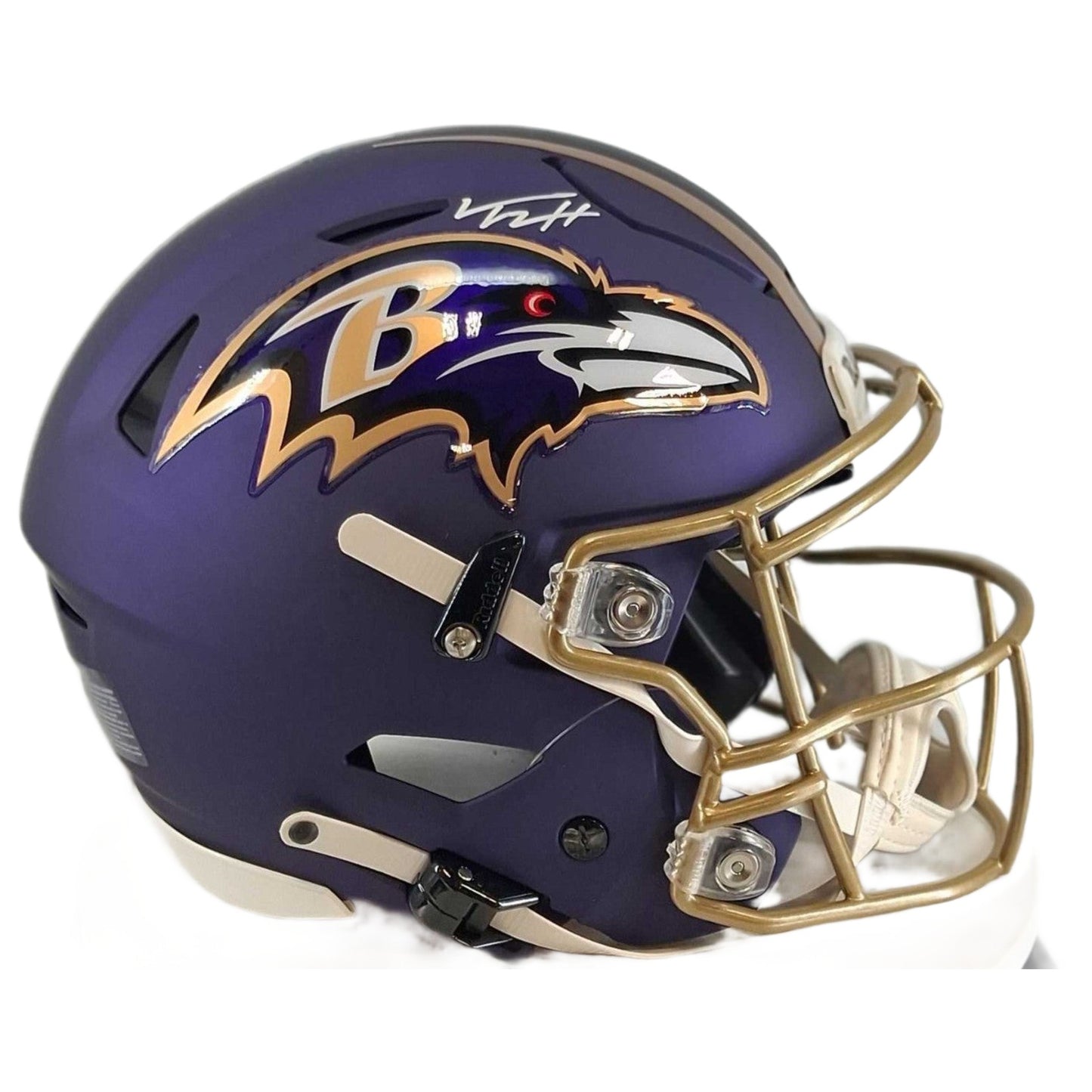 Trey Hendrickson Signed Baltimore Ravens Purple Alternate SpeedFlex Helmet - tight