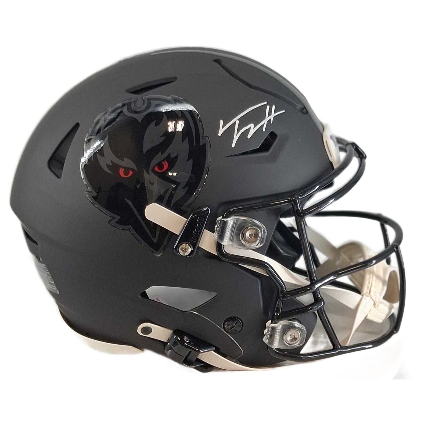 Trey Hendrickson Signed Baltimore Ravens Darkness Alternate Speedflex Helmet - tight