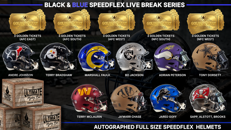 Black and Blue SpeedFlex Autographed Full-Size Football Helmet Live Break Series
