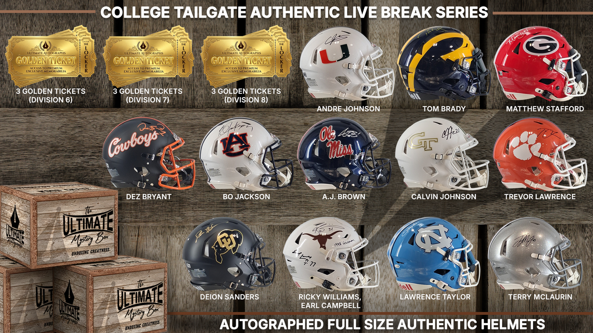 College Tailgate Football Full-Size Authentic Helmet Live Break Series