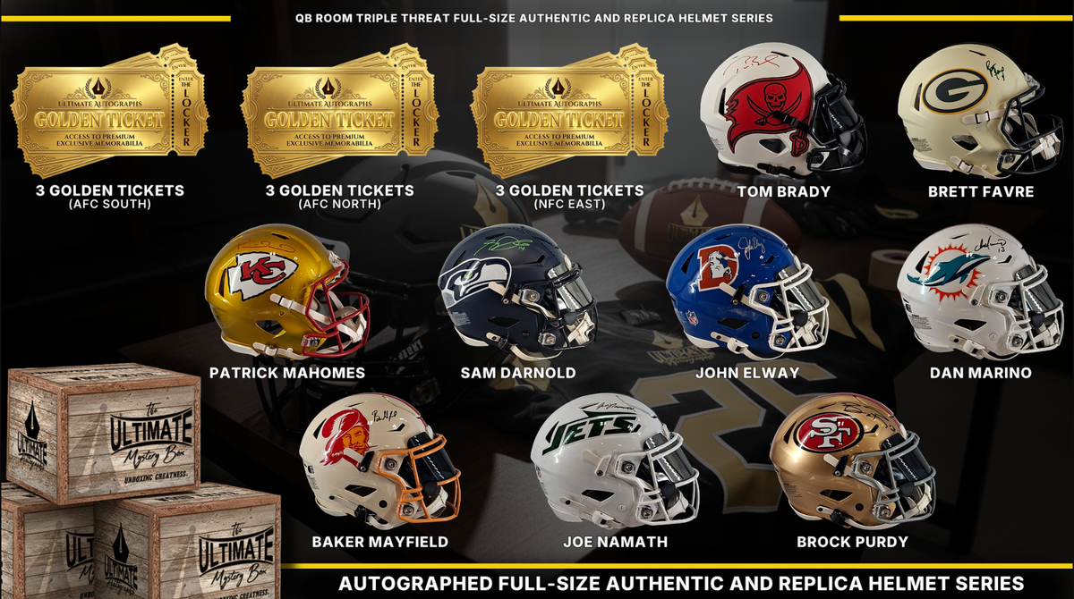 QB Room Triple Threat Full-Size Authentic and Replica Helmet Live Brea ...
