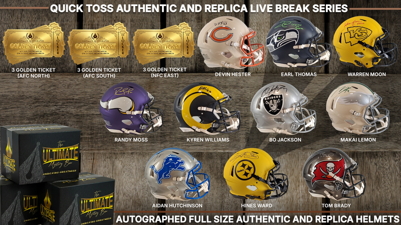 Quick Toss Full Size Authentic and Replica Football Helmet Live Break Series