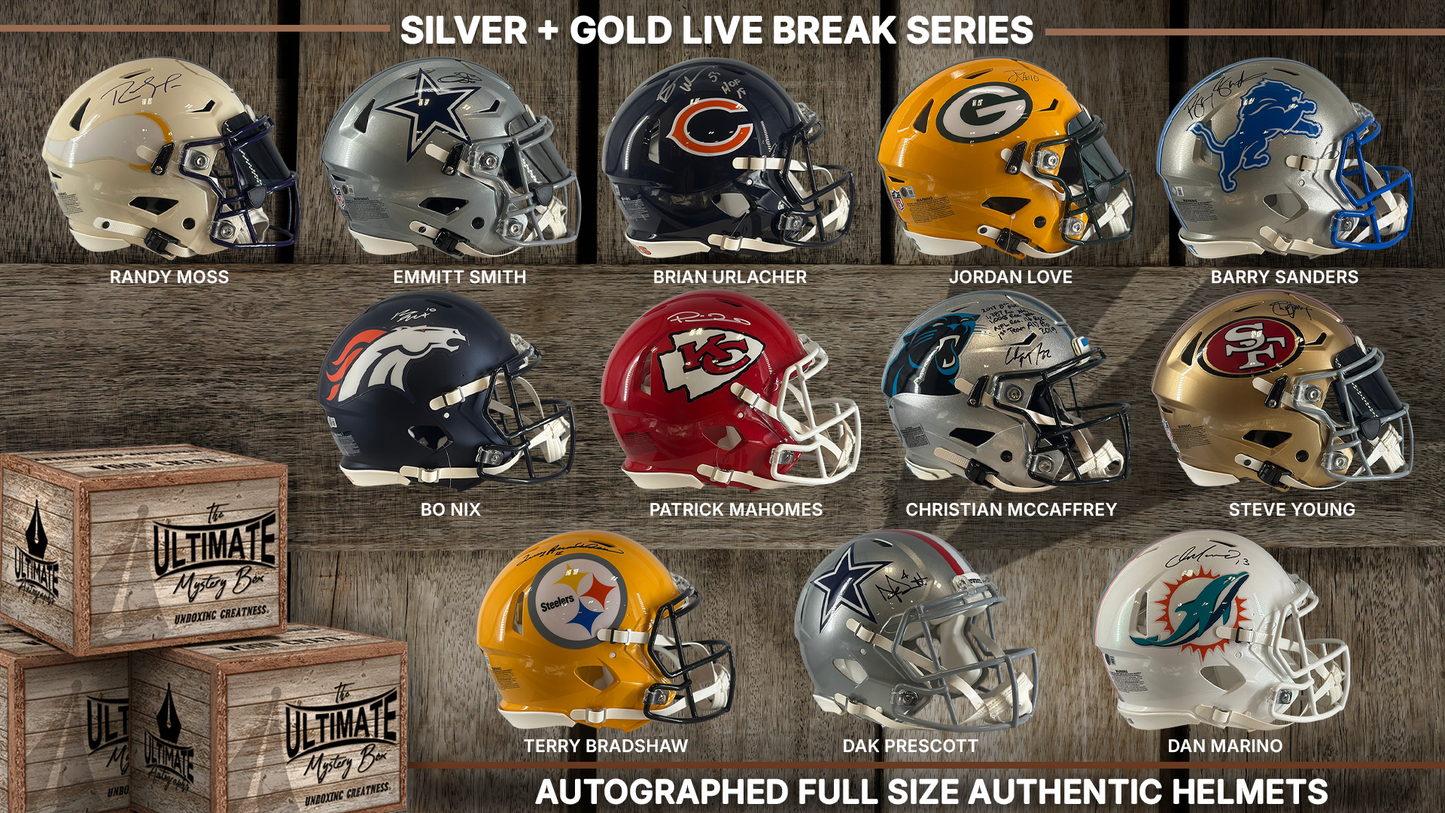 Silver and Gold Autographed Full-Size Helmet Live Break Series