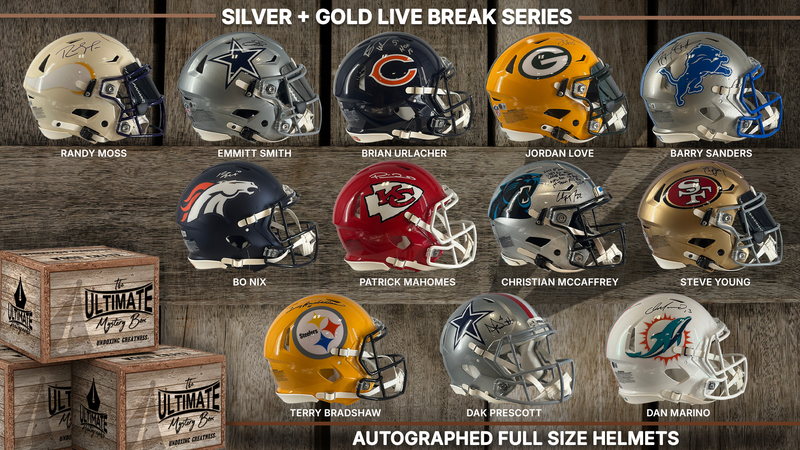 Silver and Gold Autographed Full-Size Helmet Live Break Series