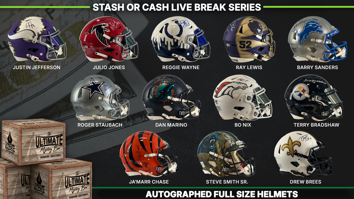 Cash or Stash Full-Size Football Helmet Live Break Series