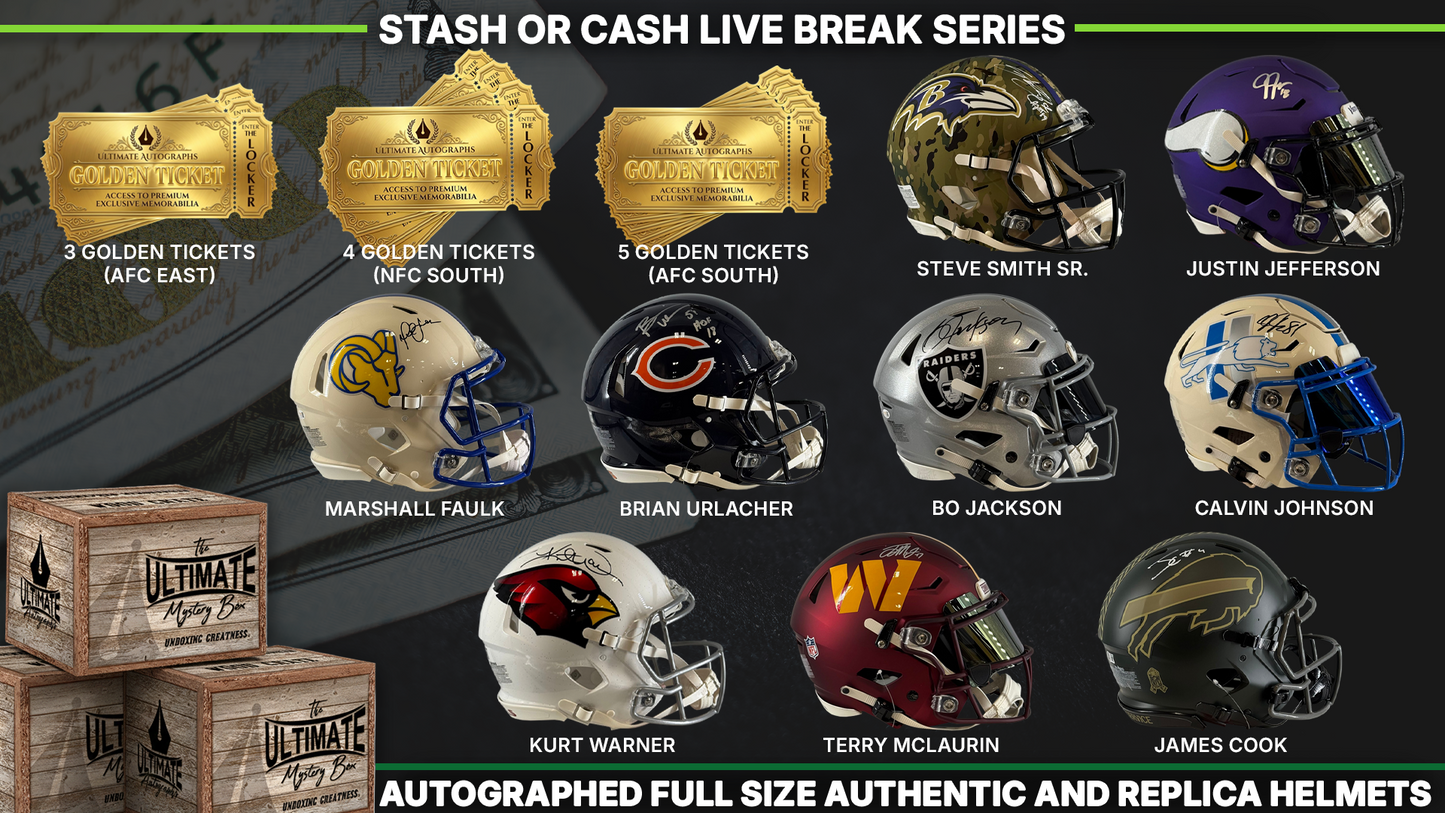 Stash or Cash Full-Size Authentic and Replica Football Helmet Live Break Series