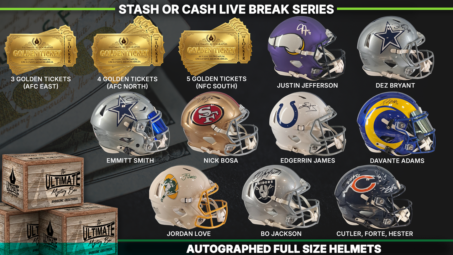 Stash or Cash Full-Size Authentic and Replica Football Helmet Live Break Series