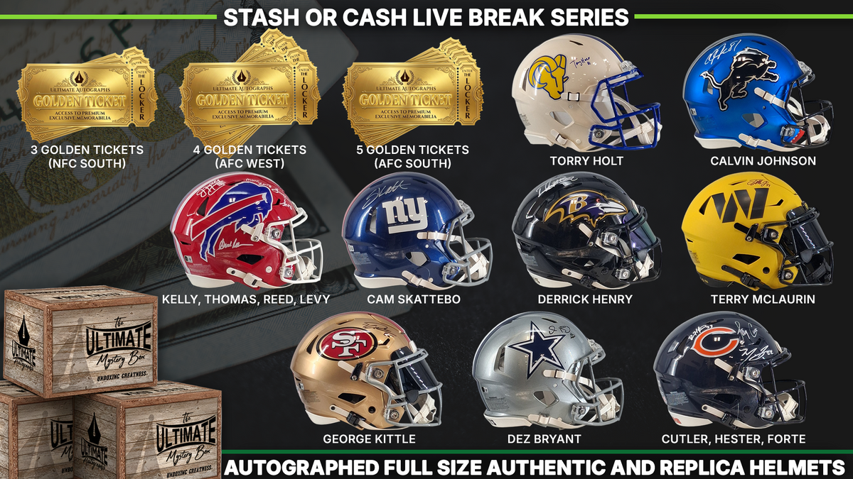 Stash or Cash Full-Size Authentic and Replica Football Helmet Live Break Series