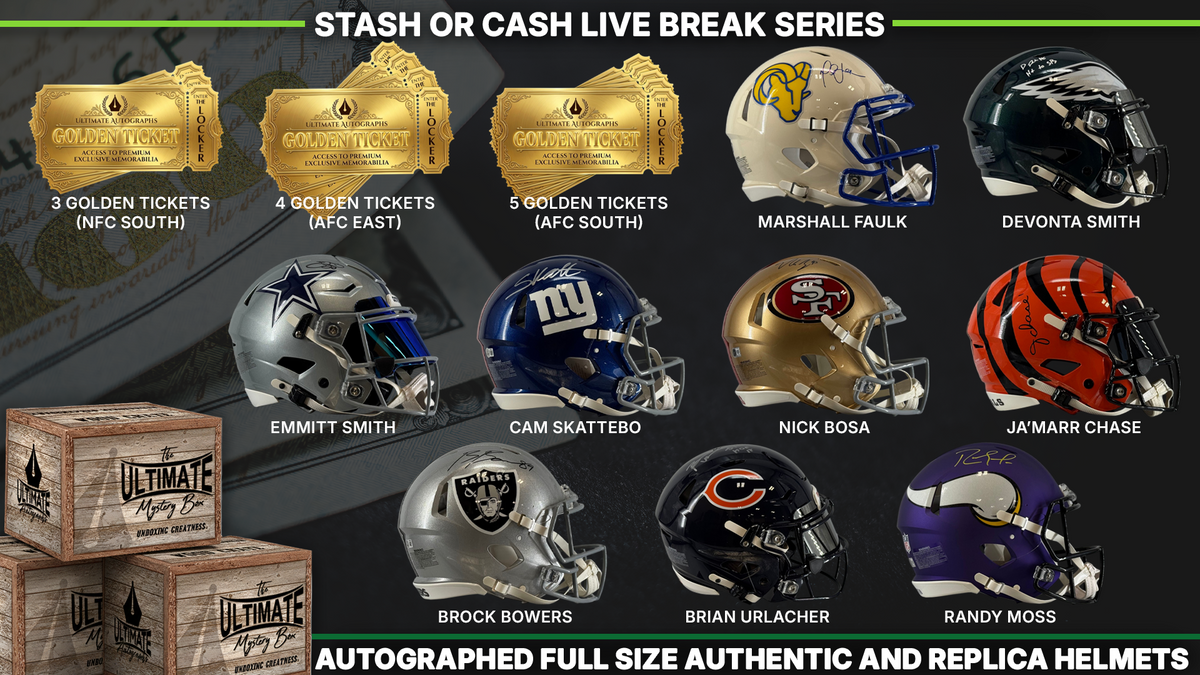 Stash or Cash Full-Size Authentic and Replica Football Helmet Live Break Series