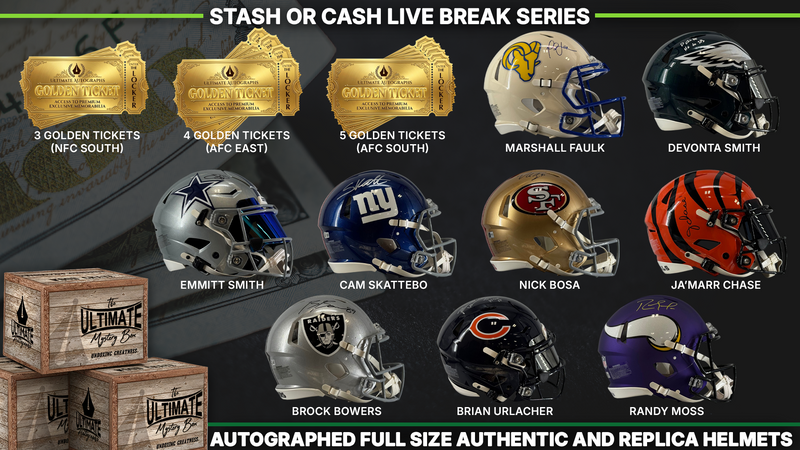 Stash or Cash Full-Size Authentic and Replica Football Helmet Live Break Series